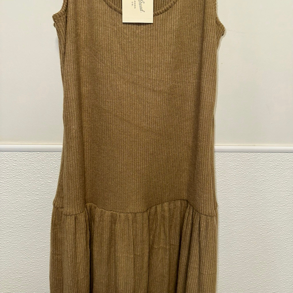 Women's Universal Thread Ribbed Tank Dress Brown Size XS Maxi Tan NEW NWT scoop - Picture 10 of 12